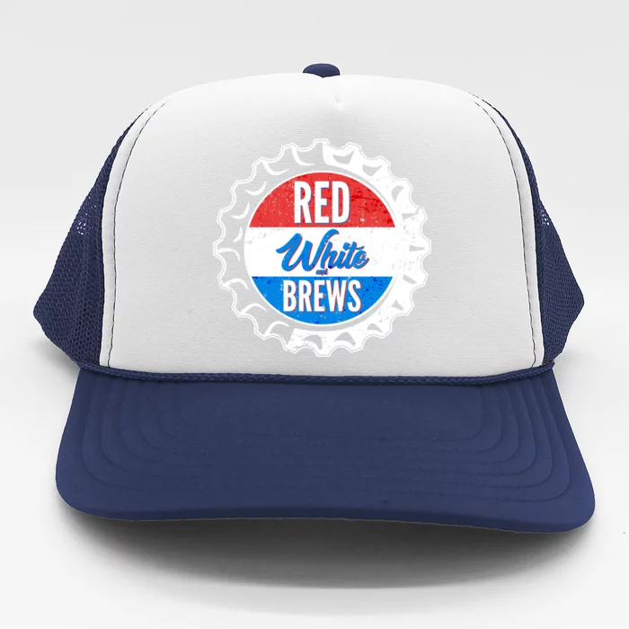 Vintage Red White and Brews Trucker Hat