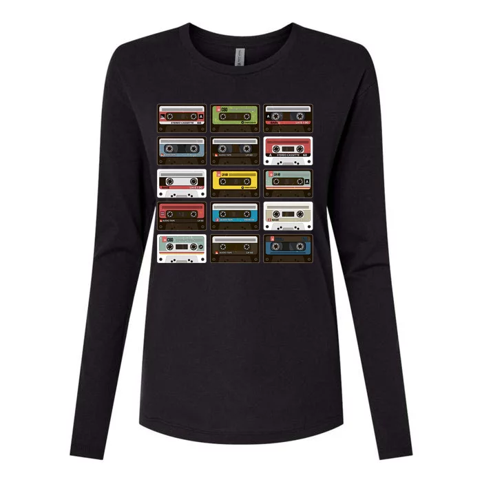 Vintage Retro 80's Cassette Tapes Womens Cotton Relaxed Long Sleeve T-Shirt