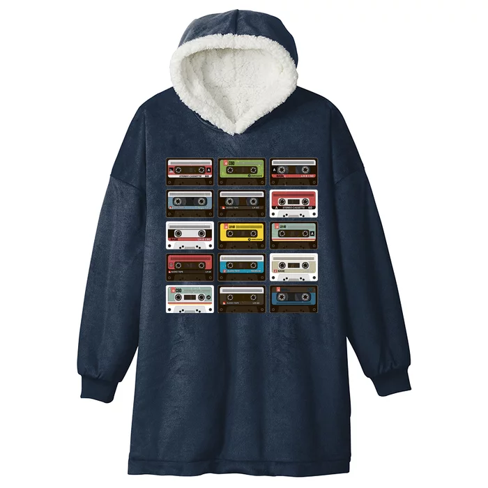 Vintage Retro 80's Cassette Tapes Hooded Wearable Blanket