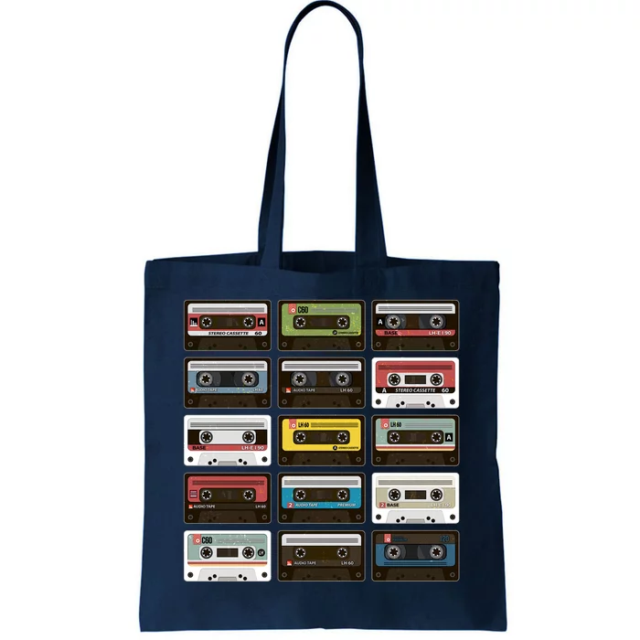 Vintage Retro 80's Cassette Tapes Tote Bag