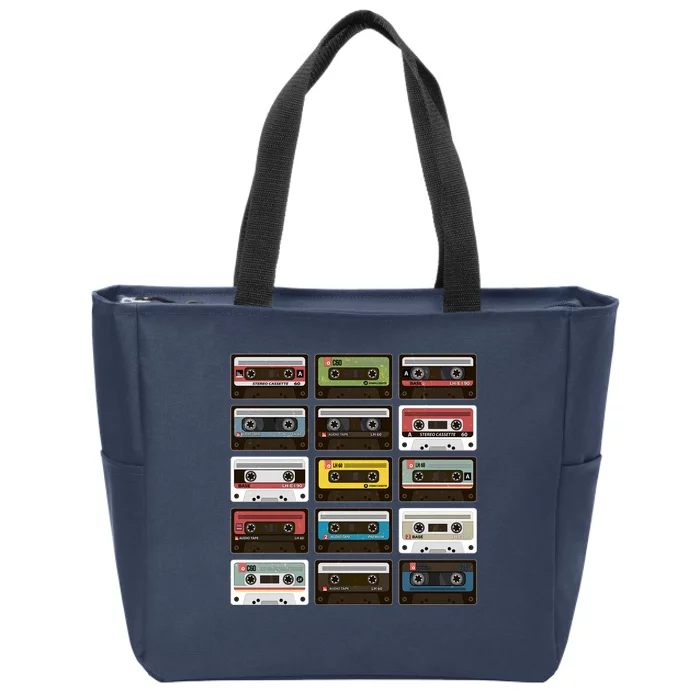 Vintage Retro 80's Cassette Tapes Zip Tote Bag