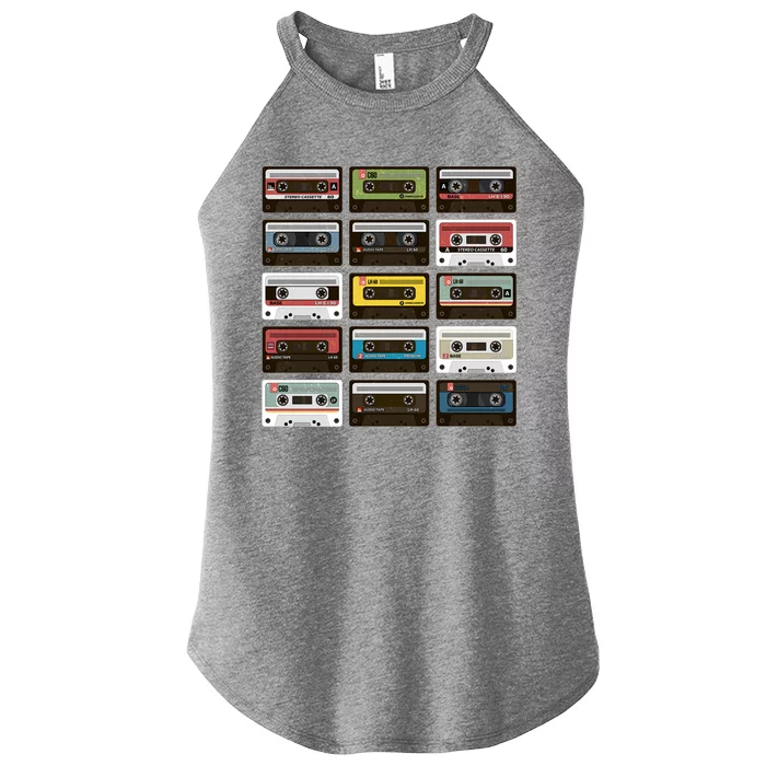 Vintage Retro 80's Cassette Tapes Women’s Perfect Tri Rocker Tank