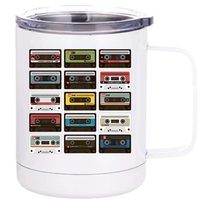 Vintage Retro 80's Cassette Tapes Front & Back 12oz Stainless Steel Tumbler Cup