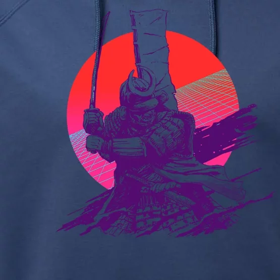 Vintage Retro 80's Japanese Samurai Performance Fleece Hoodie