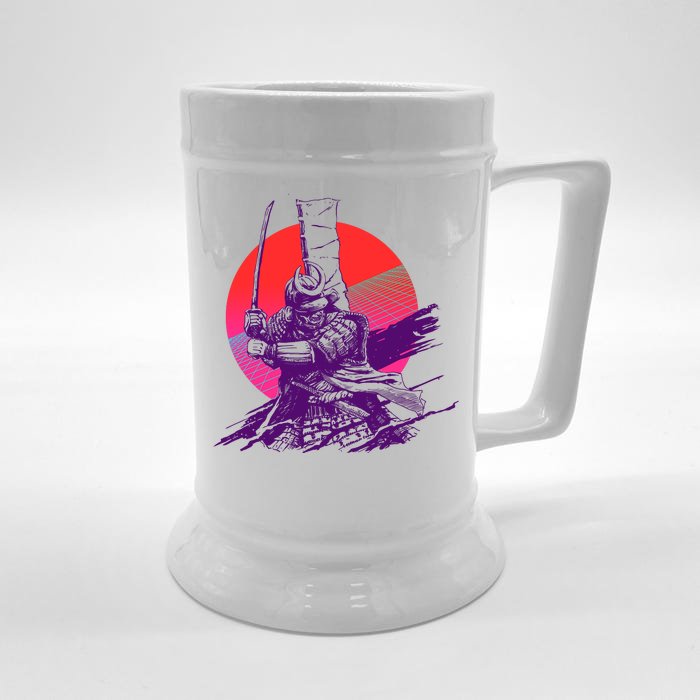 Vintage Retro 80's Japanese Samurai Front & Back Beer Stein