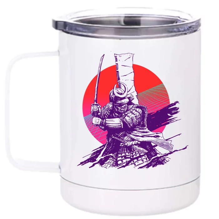 Vintage Retro 80's Japanese Samurai Front & Back 12oz Stainless Steel Tumbler Cup