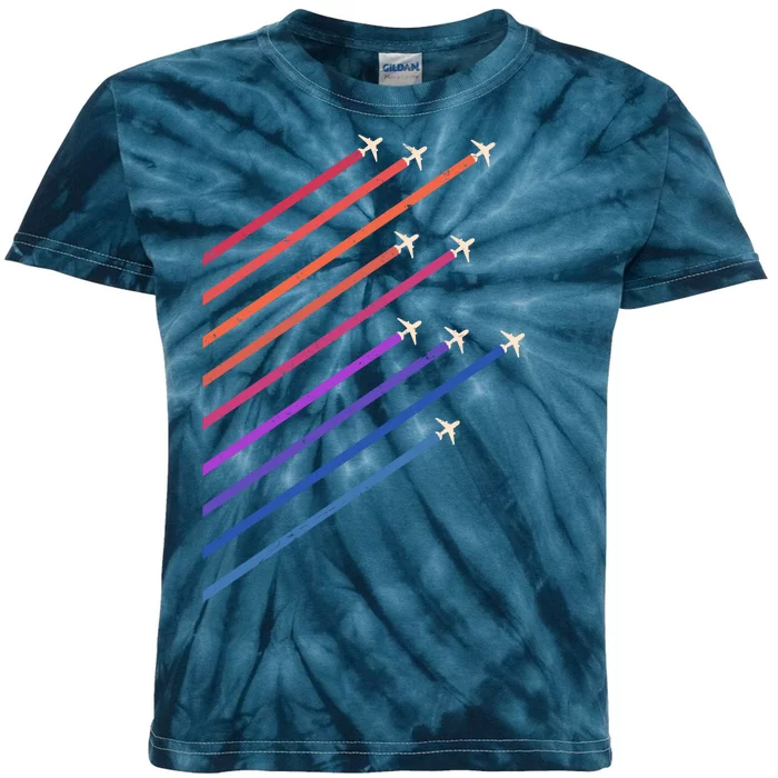 Vintage Retro Airplane Flight Kids Tie-Dye T-Shirt