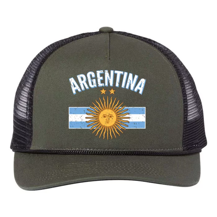 Vintage Retro Argentina Country Flag Retro Rope Trucker Hat Cap