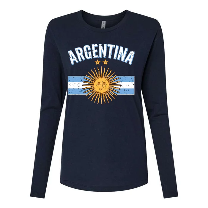 Vintage Retro Argentina Country Flag Womens Cotton Relaxed Long Sleeve T-Shirt