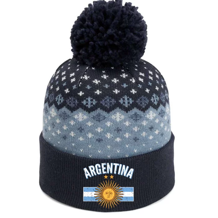 Vintage Retro Argentina Country Flag The Baniff Cuffed Pom Beanie