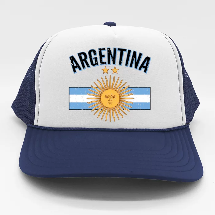 Vintage Retro Argentina Country Flag Trucker Hat