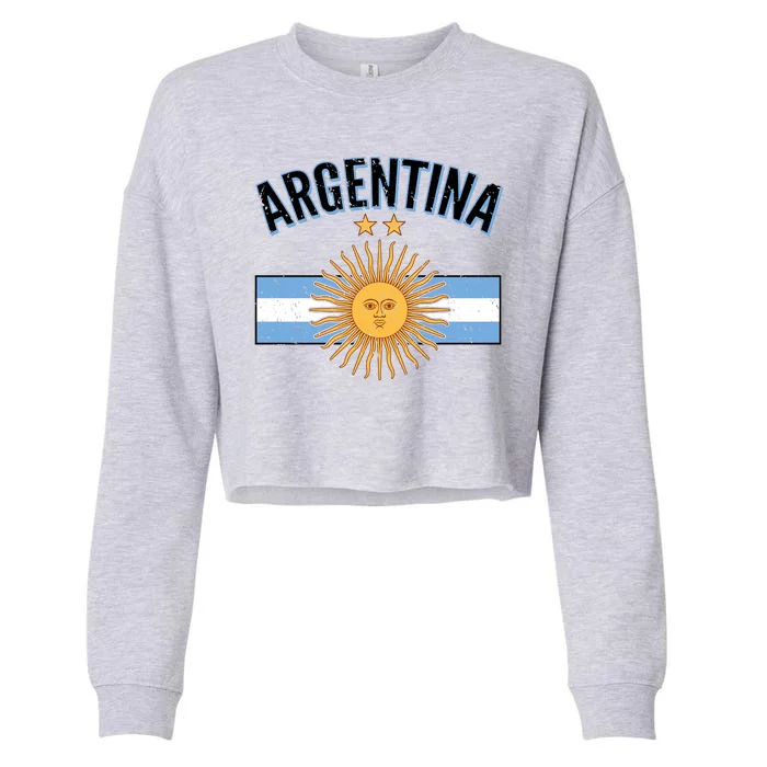 Vintage Retro Argentina Country Flag Cropped Pullover Crew