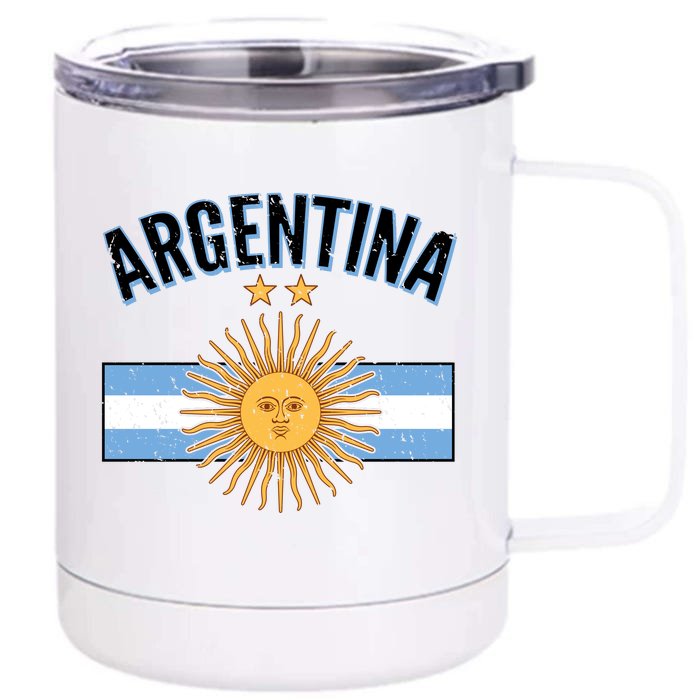 Vintage Retro Argentina Country Flag Front & Back 12oz Stainless Steel Tumbler Cup