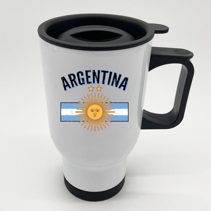 Vintage Retro Argentina Country Flag Front & Back Stainless Steel Travel Mug