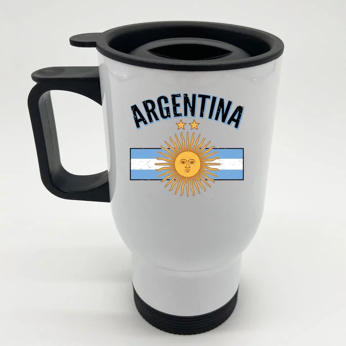 Vintage Retro Argentina Country Flag Front & Back Stainless Steel Travel Mug