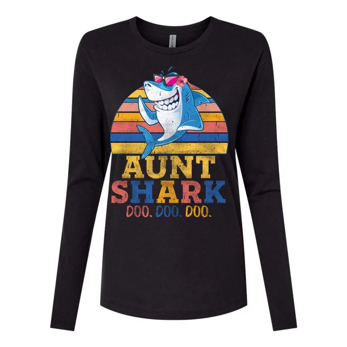 Vintage Retro Aunt Shark Doo Womens Cotton Relaxed Long Sleeve T-Shirt