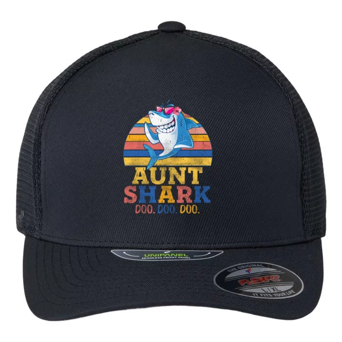 Vintage Retro Aunt Shark Doo Flexfit Unipanel Trucker Cap