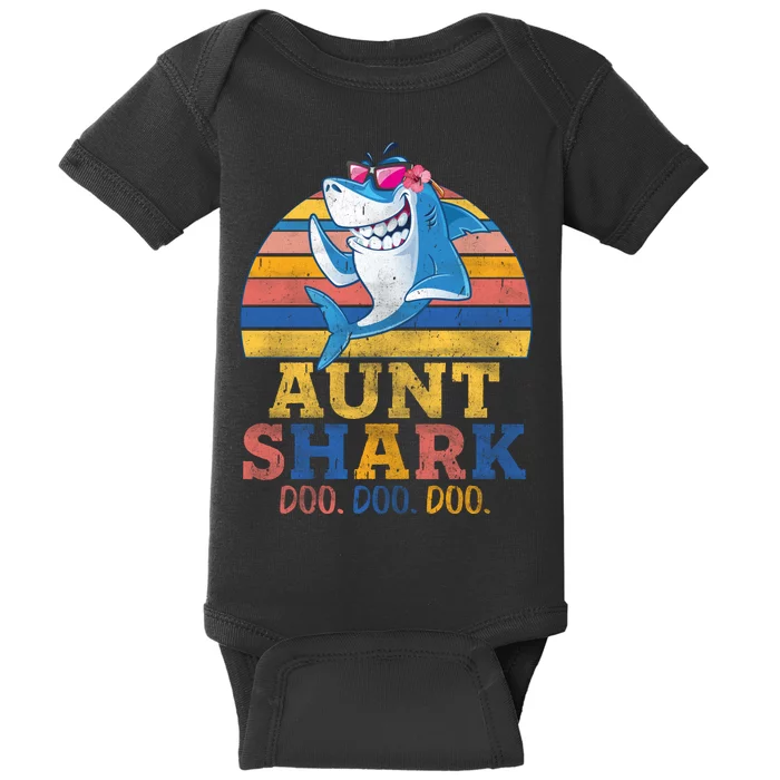 Vintage Retro Aunt Shark Doo Baby Bodysuit