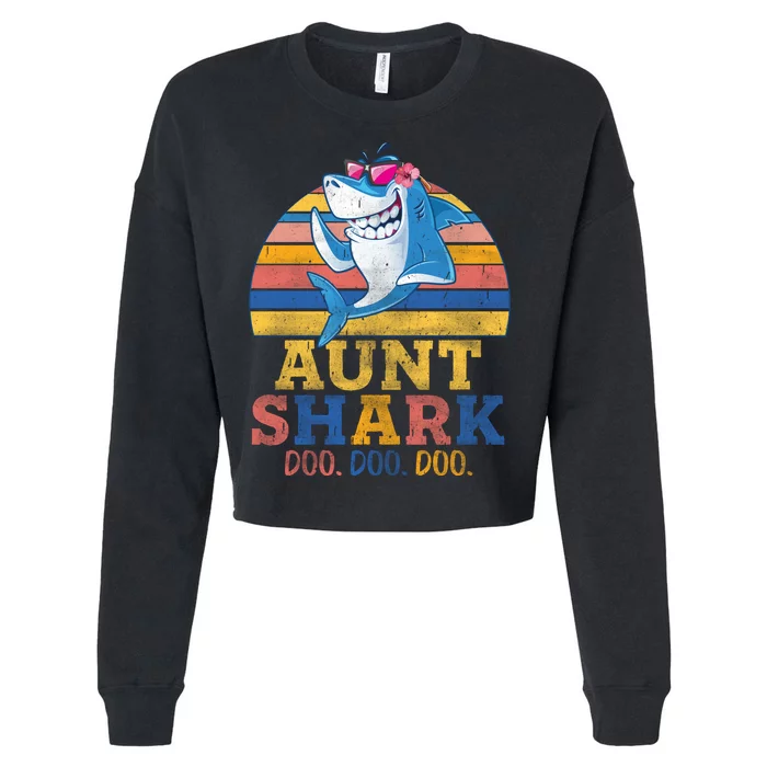 Vintage Retro Aunt Shark Doo Cropped Pullover Crew