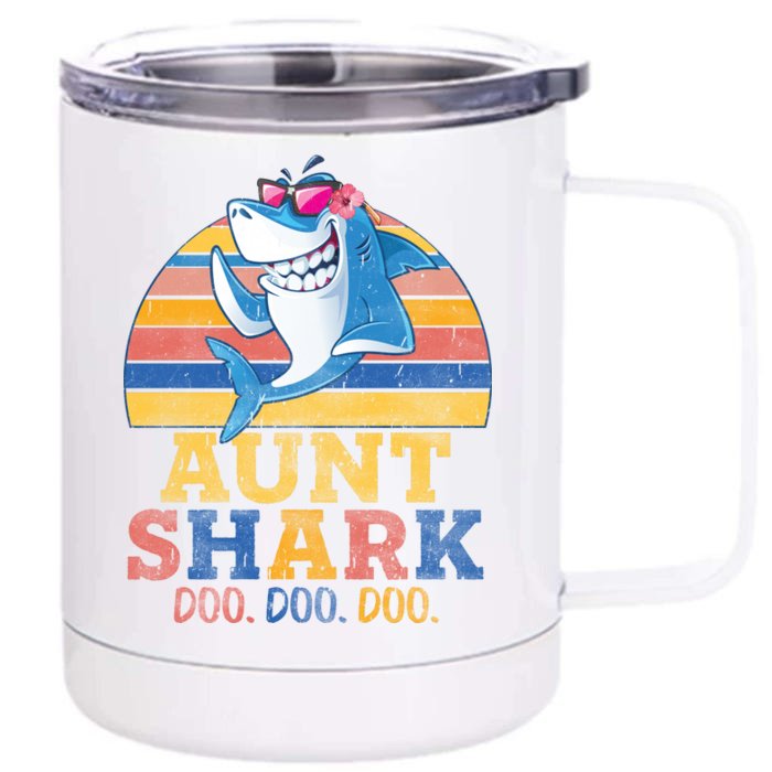 Vintage Retro Aunt Shark Doo Front & Back 12oz Stainless Steel Tumbler Cup