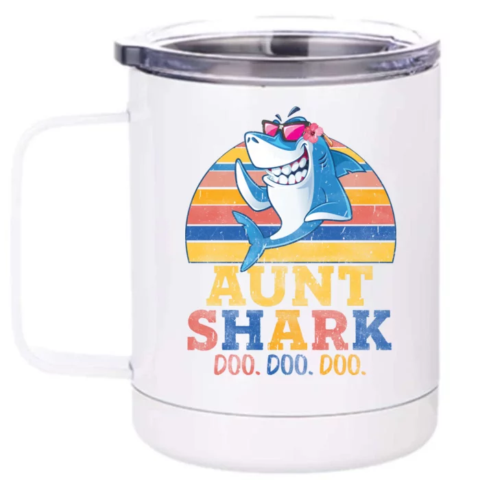 Vintage Retro Aunt Shark Doo Front & Back 12oz Stainless Steel Tumbler Cup