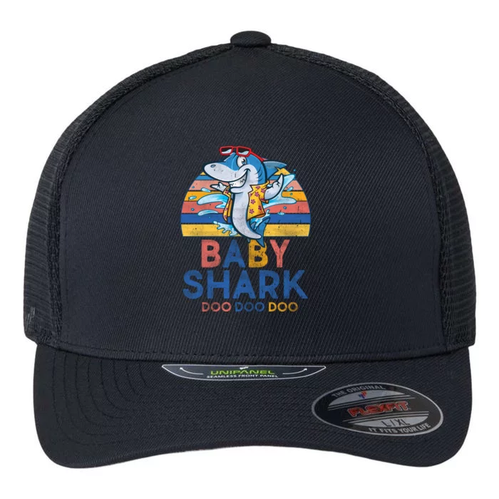 Vintage Retro Baby Shark Doo Flexfit Unipanel Trucker Cap