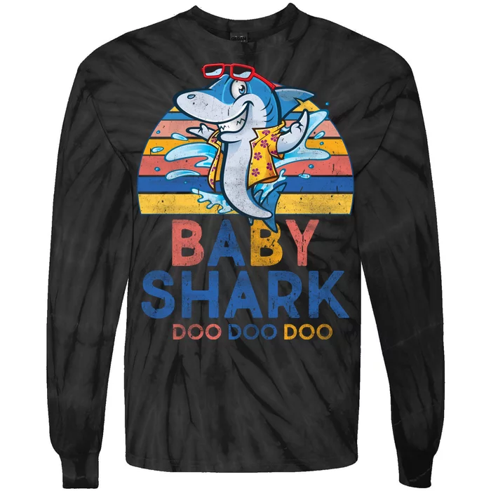 Vintage Retro Baby Shark Doo Tie-Dye Long Sleeve Shirt