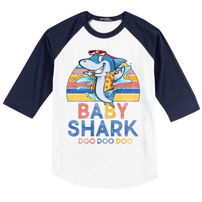 Vintage Retro Baby Shark Doo Baseball Sleeve Shirt