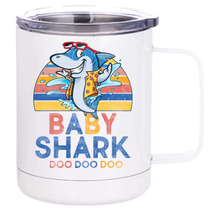 Vintage Retro Baby Shark Doo Front & Back 12oz Stainless Steel Tumbler Cup