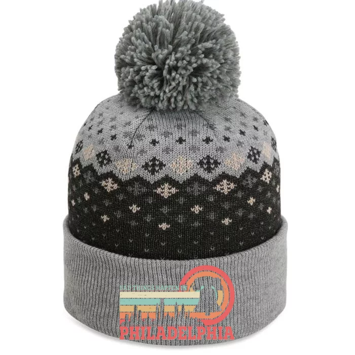 Vintage Retro Bad Things Happen In Philadelphia The Baniff Cuffed Pom Beanie