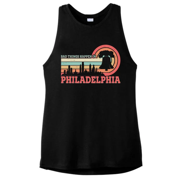 Vintage Retro Bad Things Happen In Philadelphia Ladies Tri-Blend Wicking Tank