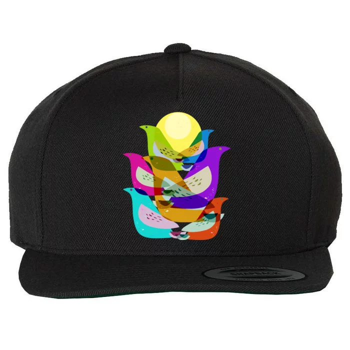 Vintage Retro Birds Wool Snapback Cap