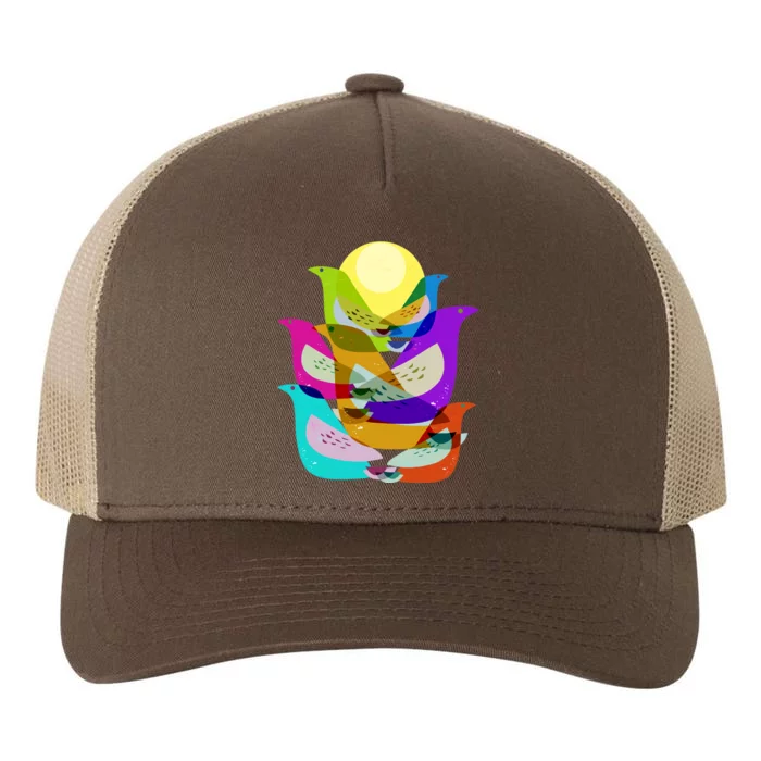 Vintage Retro Birds Yupoong Adult 5-Panel Trucker Hat