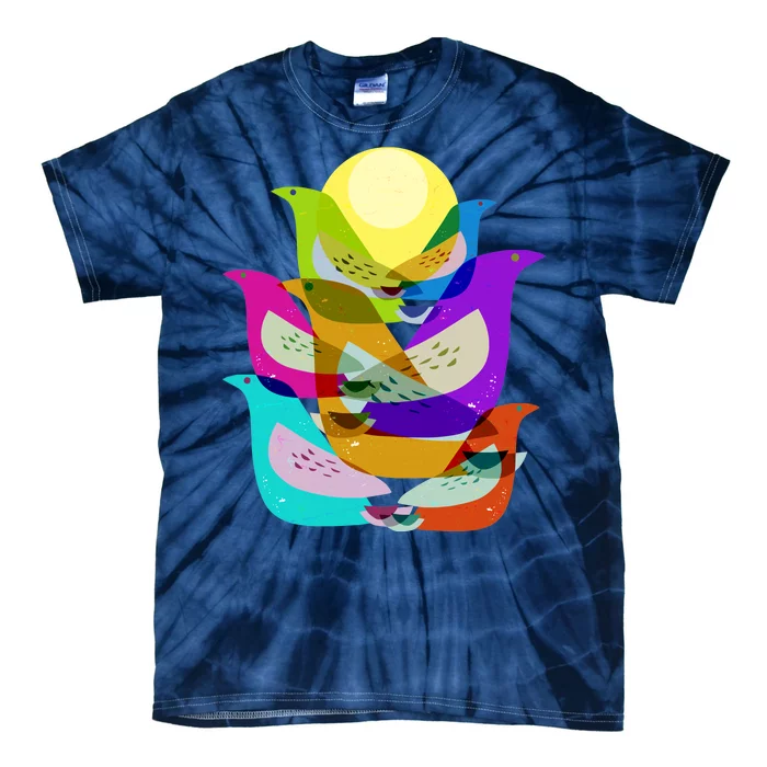 Vintage Retro Birds Tie-Dye T-Shirt