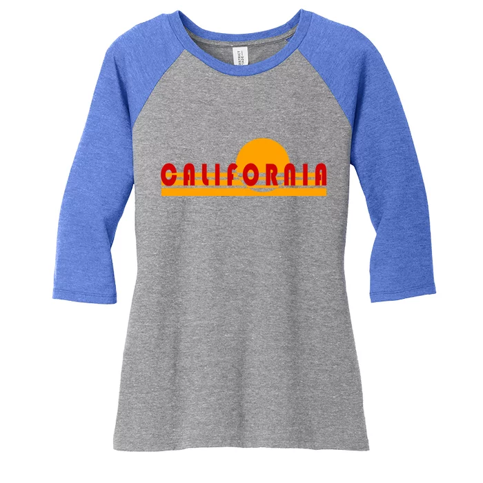 Vintage Retro California Simple Sinset Women's Tri-Blend 3/4-Sleeve Raglan Shirt