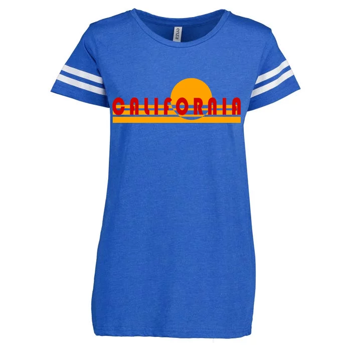 Vintage Retro California Simple Sinset Enza Ladies Jersey Football T-Shirt