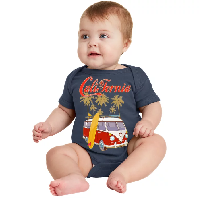 Vintage Retro California Surf Van Baby Bodysuit