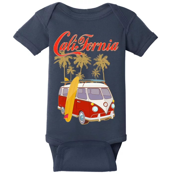 Vintage Retro California Surf Van Baby Bodysuit