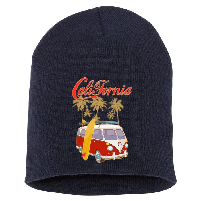 Vintage Retro California Surf Van Short Acrylic Beanie