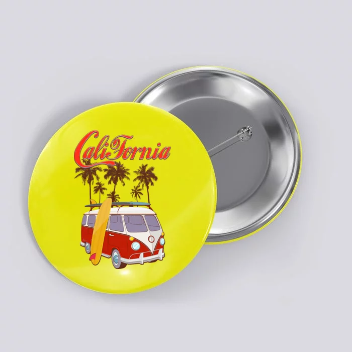 Vintage Retro California Surf Van Button