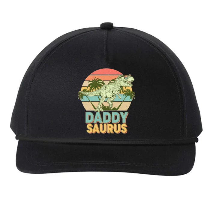 Vintage Retro Daddy Saurus T-Rex Dinosaur Snapback Five-Panel Rope Hat