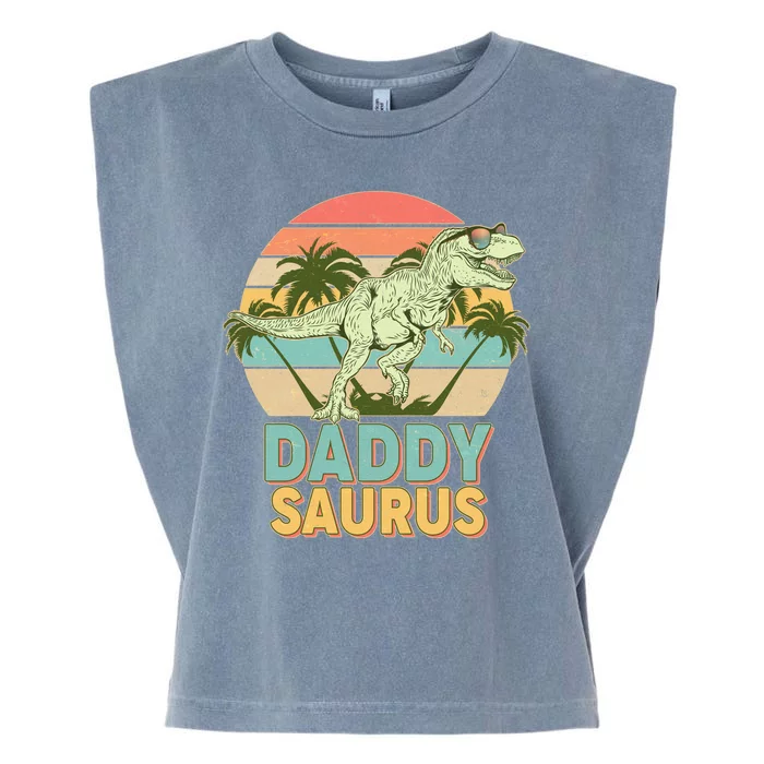 Vintage Retro Daddy Saurus T-Rex Dinosaur Garment-Dyed Women's Muscle Tee