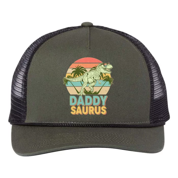 Vintage Retro Daddy Saurus T-Rex Dinosaur Retro Rope Trucker Hat Cap