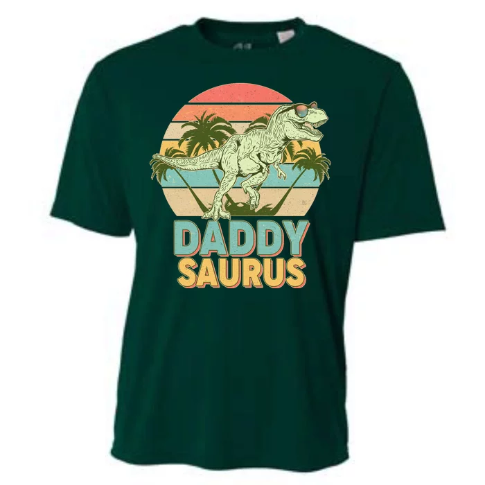 Vintage Retro Daddy Saurus T-Rex Dinosaur Cooling Performance Crew T-Shirt