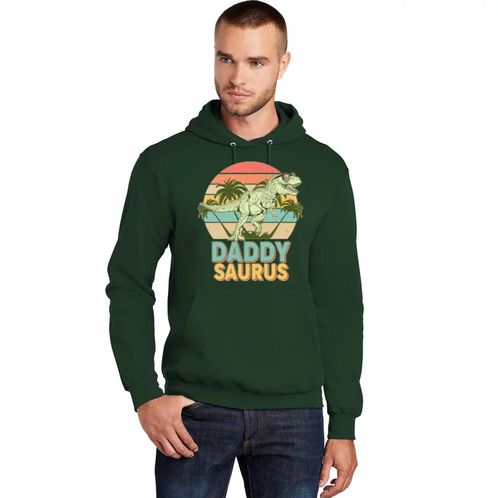 Vintage Retro Daddy Saurus T-Rex Dinosaur Hoodie