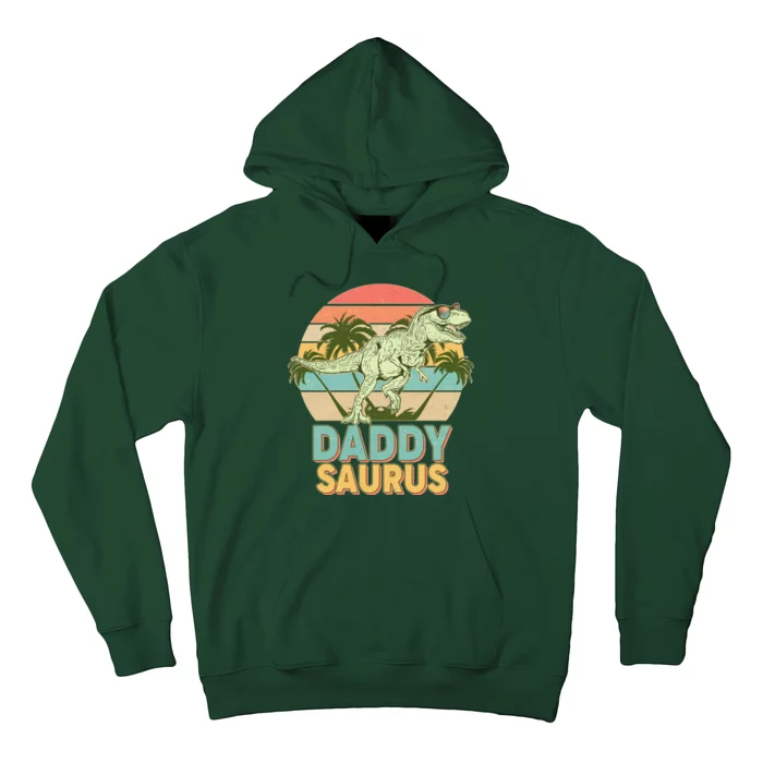 Vintage Retro Daddy Saurus T-Rex Dinosaur Hoodie