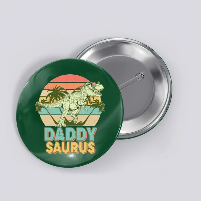 Vintage Retro Daddy Saurus T-Rex Dinosaur Button