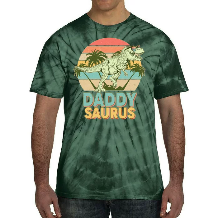 Vintage Retro Daddy Saurus T-Rex Dinosaur Tie-Dye T-Shirt