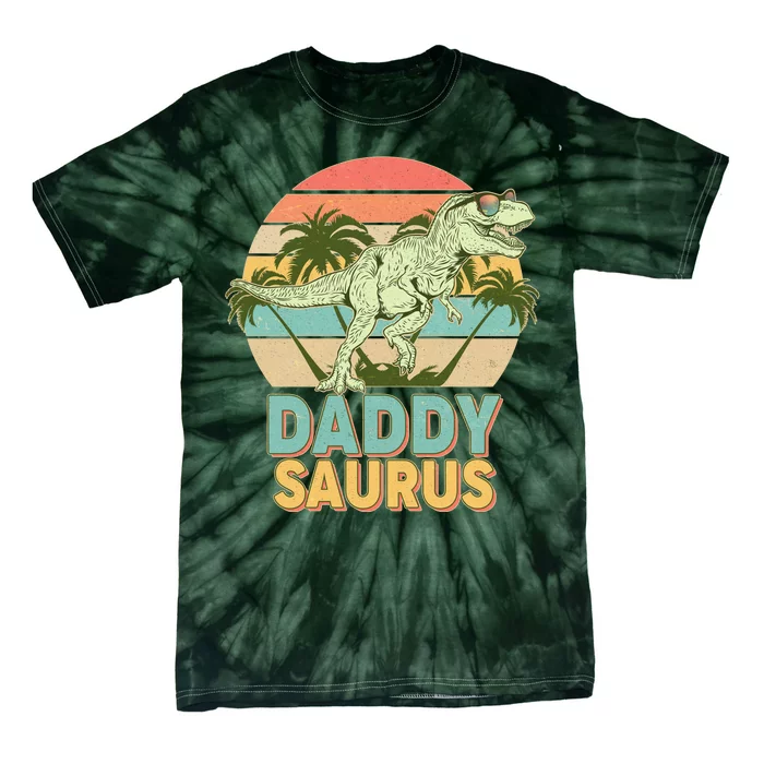 Vintage Retro Daddy Saurus T-Rex Dinosaur Tie-Dye T-Shirt