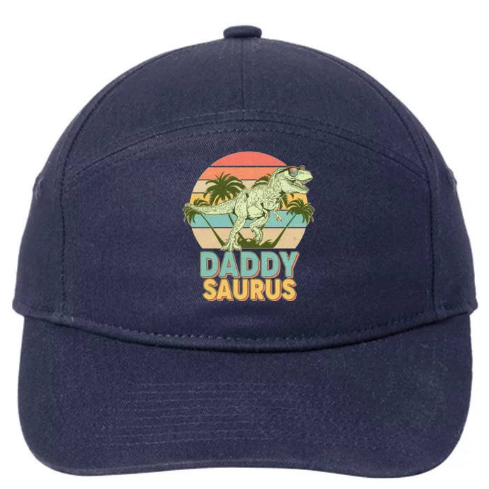 Vintage Retro Daddy Saurus T-Rex Dinosaur 7-Panel Snapback Hat